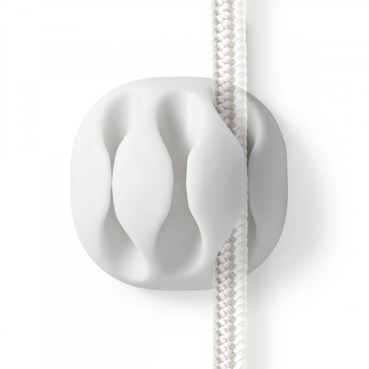 Nedis Kabel Management | Kabelklips | Klik og Go | 4 stk. | Antal slots: 3 Pladser | Maksimal tykkelse på kabel: 5.3 mm | TPE | Hvid