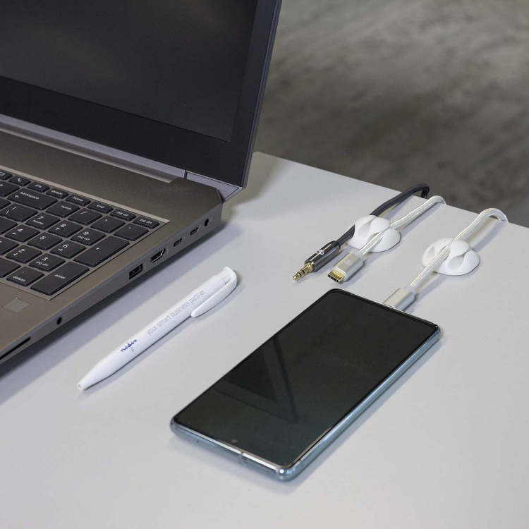 Nedis Kabel Management | Kabelklips | Klik og Go | 4 stk. | Antal slots: 3 Pladser | Maksimal tykkelse på kabel: 5.3 mm | TPE | Hvid