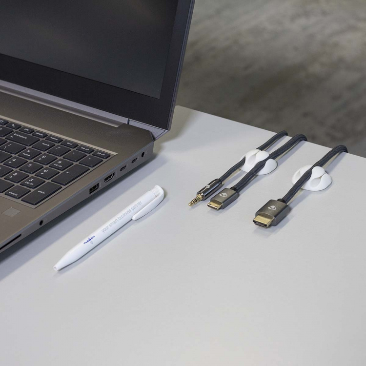 Nedis Kabel Management | Kabelklips | Klik og Go | 4 stk. | Antal slots: 3 Pladser | Maksimal tykkelse på kabel: 5.3 mm | TPE | Hvid