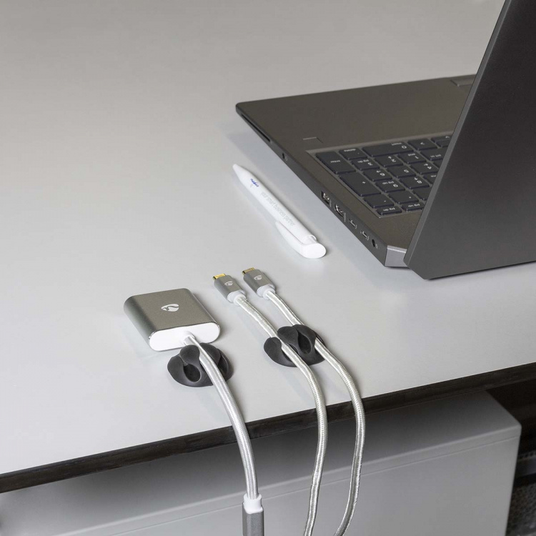 Nedis Kabel Management | Kabelklips | Klik og Go | 4 stk. | Antal slots: 3 Pladser | Maksimal tykkelse på kabel: 5.3 mm | TPE | Sort
