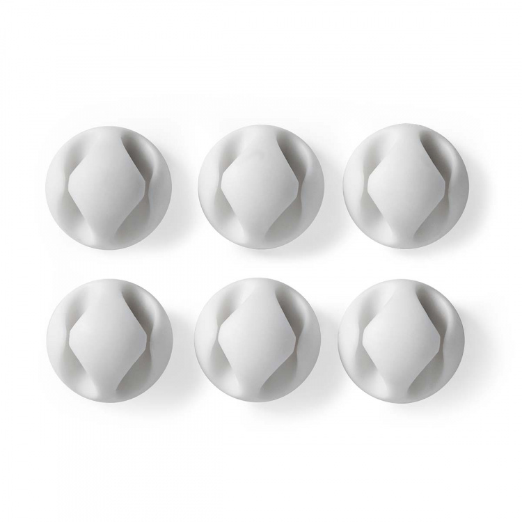 Nedis Kabel Management | Kabelklips | Klik og Go | 6 stk. | Antal slots: 2 Pladser | Maksimal tykkelse på kabel: 5.3 mm | TPE | Hvid