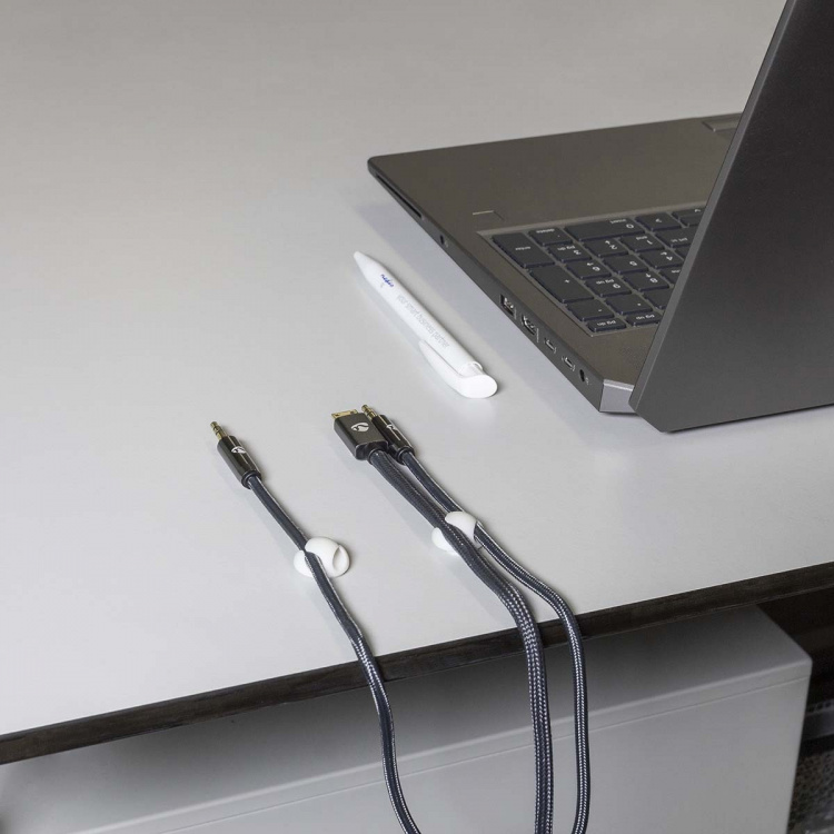 Nedis Kabel Management | Kabelklips | Klik og Go | 6 stk. | Antal slots: 2 Pladser | Maksimal tykkelse på kabel: 5.3 mm | TPE | Hvid
