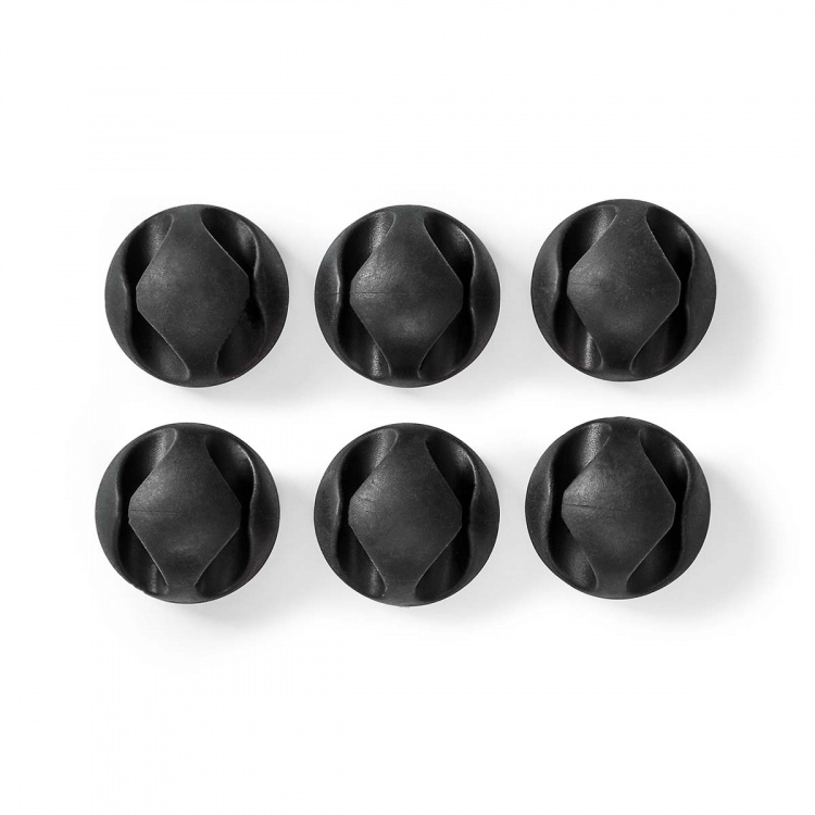 Nedis Kabel Management | Kabelklips | Klik og Go | 6 stk. | Antal slots: 2 Pladser | Maksimal tykkelse på kabel: 5.3 mm | TPE | Sort