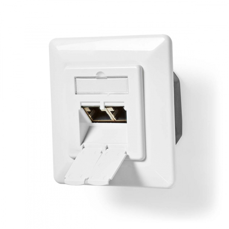 Nedis Netværksvægboks | Flush Mount | 2-Port port(s) | CAT6a | Lige | Hun | Guldplateret | PVC | Hvid | Box