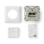 Nedis Netværksvægboks | Flush Mount | 2-Port port(s) | CAT6a | Lige | Hun | Guldplateret | PVC | Hvid | Box