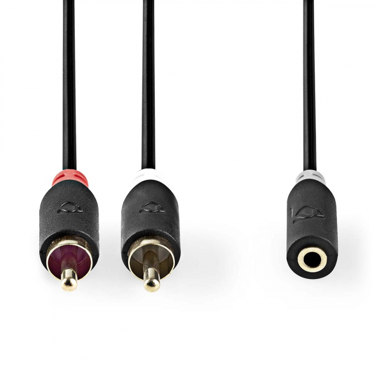 Nedis Stereo Audio kabel | 2x RCA Hanstik | 3.5 mm Hunstik | Guldplateret | 1.00 m | Runde | Antracit | Box