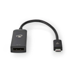 Nedis USB-C™ Adapter | USB 3.2 Gen 1 | USB-C™ Han | DisplayPort Hun | 8K@30Hz | 0.20 m | Runde | Nikkelplateret | PVC | Sort | Box
