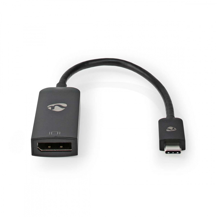 Nedis USB-C™ Adapter | USB 3.2 Gen 1 | USB-C™ Han | DisplayPort Hun | 8K@30Hz | 0.20 m | Runde | Nikkelplateret | PVC | Sort | Box