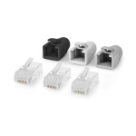 Nedis RJ45-stik | RJ45 Pass Through | Fast/strenget UTP CAT6 | Lige | Guldplateret | 10 stk. | Polycarbonate | Grå / Hvid / Sort | Box