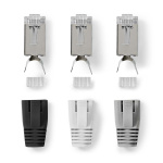 Nedis RJ45-stik | RJ45 Pass Through | Fast/strenget FTP CAT7 | Lige | Guldplateret | 10 stk. | Polycarbonate | Grå / Hvid / Sort | Box