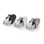 Nedis RJ45-stik | RJ45 Pass Through | Fast/strenget FTP CAT7 | Lige | Guldplateret | 10 stk. | Polycarbonate | Grå / Hvid / Sort | Box