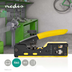 Nedis Crimp Tang | CAT5 / CAT5e / CAT6 / CAT6a / CAT7 / RJ12 / RJ45 | Klipper / Plier / Stripping | Gummi / Stål | Gul / Sort