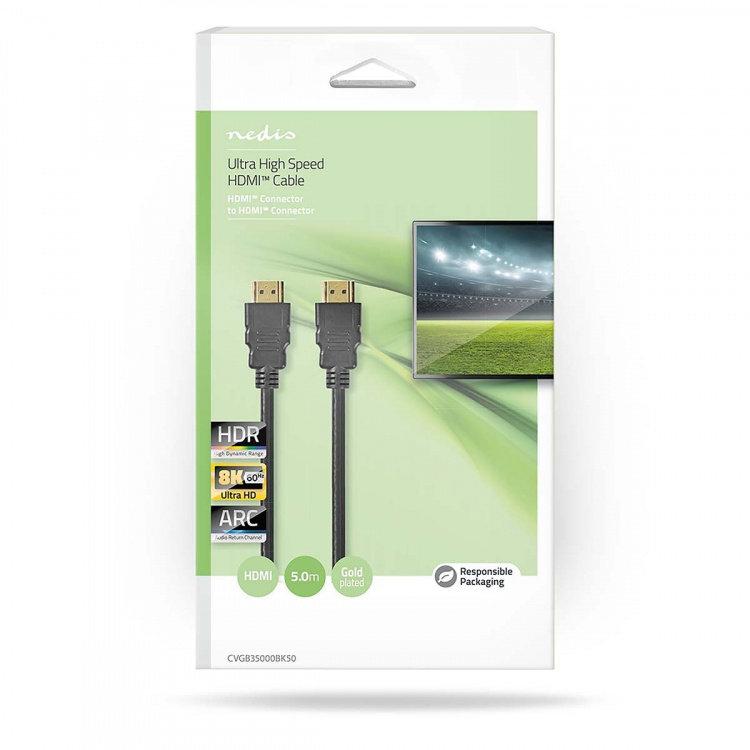 Nedis Ultra High Speed ​​HDMI ™ kabel | HDMI™ Stik | HDMI™ Stik | 8K@60Hz | 48 Gbps | 5.00 m | Runde | 6.7 mm | Sort | Box