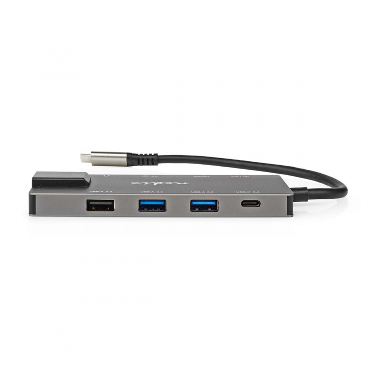 Nedis USB Multi-Port Adapter | 10-i-1 | USB 3.2 Gen 1 | USB-C™ Han | HDMI ™ -udgang / RJ45 Hun / SD / 2x USB-C™ / 3.5 mm Hunstik / 3x USB-A Hun | 5 Gbps | 0.20 m | Runde | Guldplateret | PVC | Antracit | Box