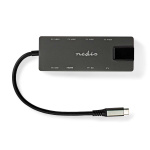 Nedis USB Multi-Port Adapter | 10-i-1 | USB 3.2 Gen 1 | USB-C™ Han | HDMI ™ -udgang / RJ45 Hun / SD / 2x USB-C™ / 3.5 mm Hunstik / 3x USB-A Hun | 5 Gbps | 0.20 m | Runde | Guldplateret | PVC | Antracit | Box