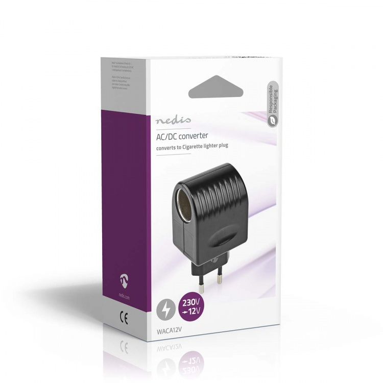 Nedis Adapter til Strømstik | Euro / Type C (CEE 7/16) | 100 - 240 V AC 50/60 Hz | 12 V DC | 6 W | Strømforsyning | 0.3 A | Sort | Plastik