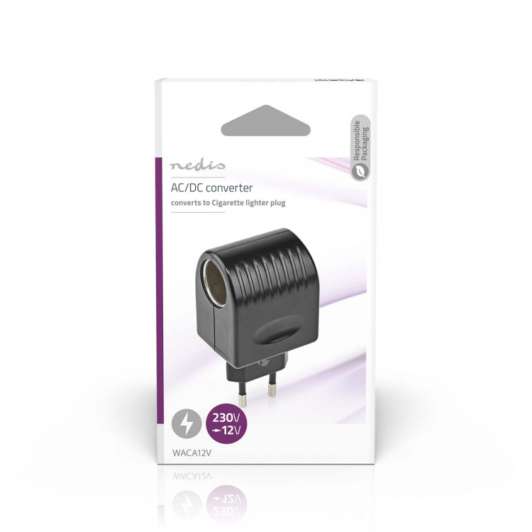 Nedis Adapter til Strømstik | Euro / Type C (CEE 7/16) | 100 - 240 V AC 50/60 Hz | 12 V DC | 6 W | Strømforsyning | 0.3 A | Sort | Plastik