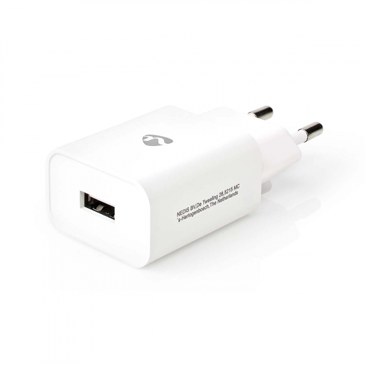 Nedis Vægoplader | 12 W | Hurtigopladningsfunktion | 1x 2.4 A A | Antal output: 1 | USB-A | Uden Kabel | Single Voltage Output | Hvid