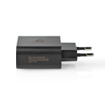 Nedis Vægoplader | 30 W | PD3.0 27W / PD3.0 30W / QC3.0 | Hurtigopladningsfunktion | 1.5 / 2.0 / 2.5 / 3.0 A | Antal output: 1 | USB-C™ | Automatisk Valgt Spænding | Sort
