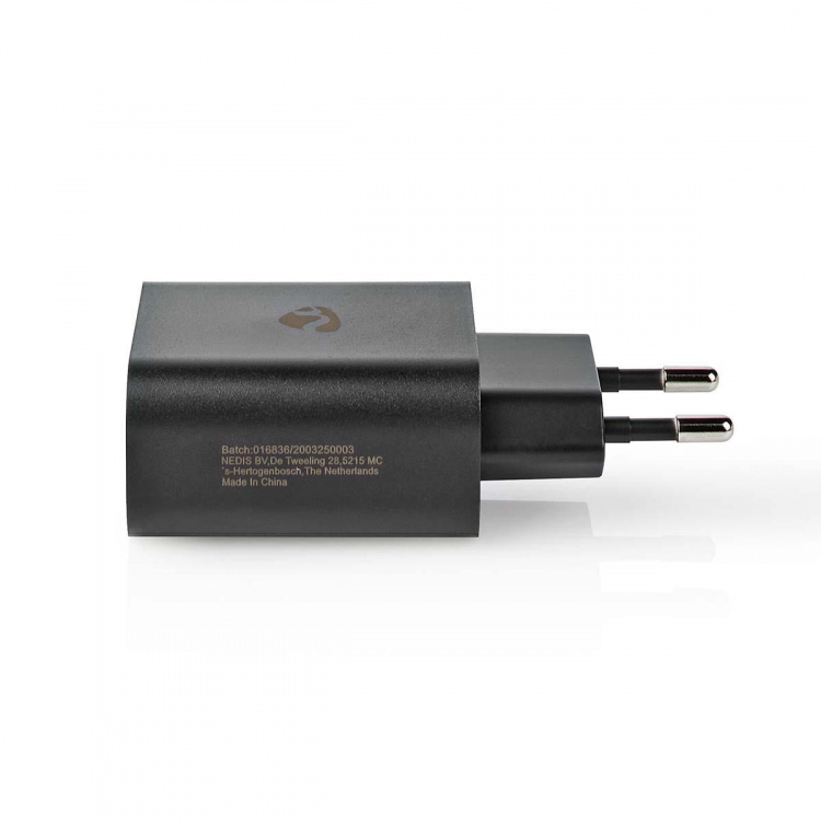 Nedis Vægoplader | 30 W | PD3.0 27W / PD3.0 30W / QC3.0 | Hurtigopladningsfunktion | 1.5 / 2.0 / 2.5 / 3.0 A | Antal output: 1 | USB-C™ | Automatisk Valgt Spænding | Sort