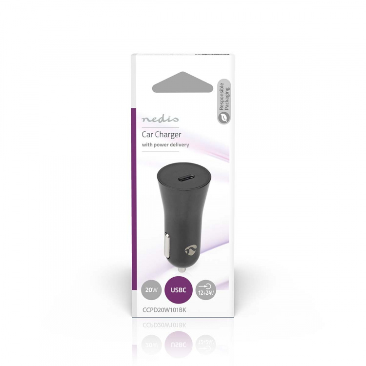 Nedis Biloplader | 20 W | 1.67 / 2.22 / 3.0 A | Antal output: 1 | Porttype: USB-C™ | Automatisk Valgt Spænding