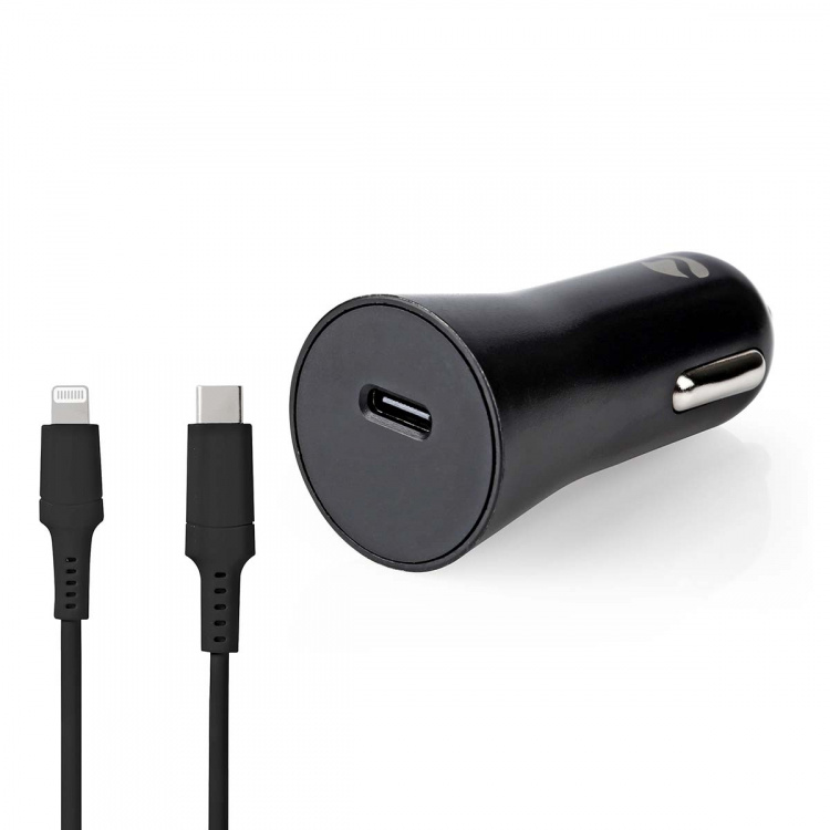 Nedis Biloplader | 20 W | 1.67 / 2.22 / 3.0 A | Antal output: 1 | Porttype: USB-C™ | Lightning 8-Pin (Loose) kabel | 1.00 m | Automatisk Valgt Spænding