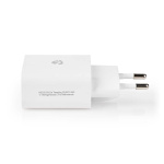 Nedis Vægoplader | 20 W | PD3.0 20W | Hurtigopladningsfunktion | 1.67 A / 2.22 A / 3.0 A | Antal output: 1 | USB-C™ | Lightning 8-Pin (Loose) kabel | 1.00 m | Automatisk Valgt Spænding | Hvid