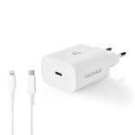 Nedis Vægoplader | 20 W | PD3.0 20W | Hurtigopladningsfunktion | 1.67 A / 2.22 A / 3.0 A | Antal output: 1 | USB-C™ | Lightning 8-Pin (Loose) kabel | 1.00 m | Automatisk Valgt Spænding | Hvid