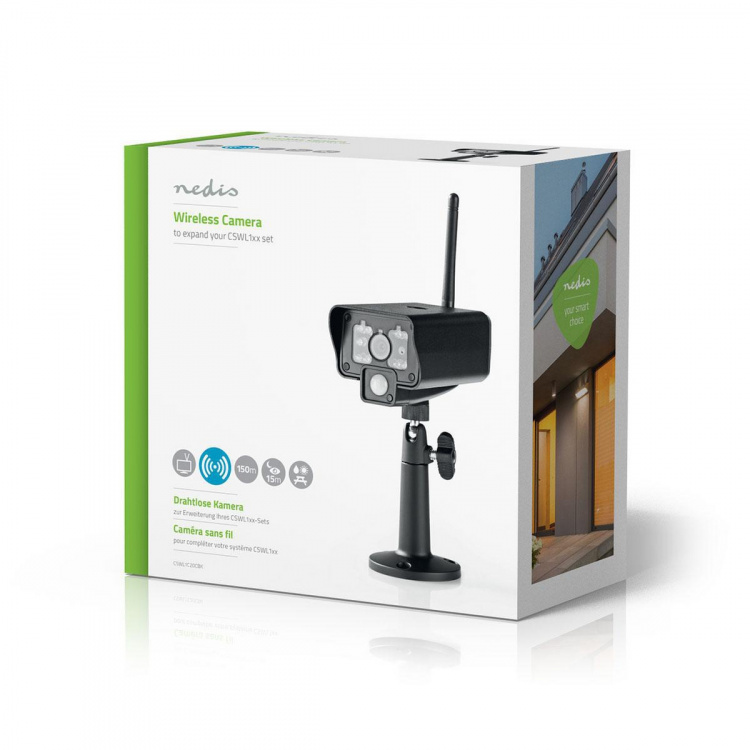 Nedis Digital trådløs kamera | Wi-Fi | VGA | Indendørs og Udendørs | Nattesyn: 5.00 m | Betragningsvinkel: 73 ° | Sort | IP54