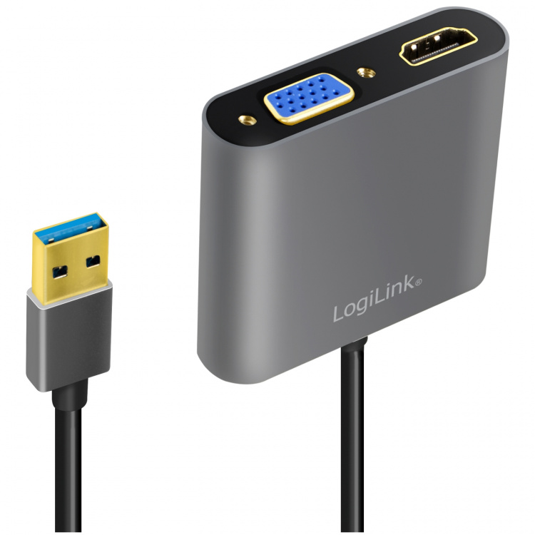 LogiLink USB-A 3.0 -> HDMI-Hona + VGA-H