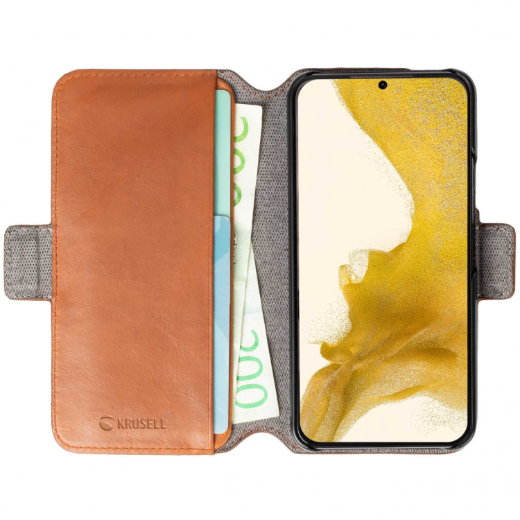 Krusell Telefonpung i læder Galaxy S22 Cognac Krusell Telefonpung i læder Galaxy S22 Cognac