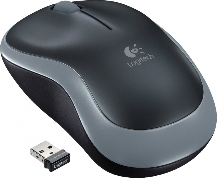 Logitech M185 wireless, 2 knapper+scroll, nano-modtager, USB, grå