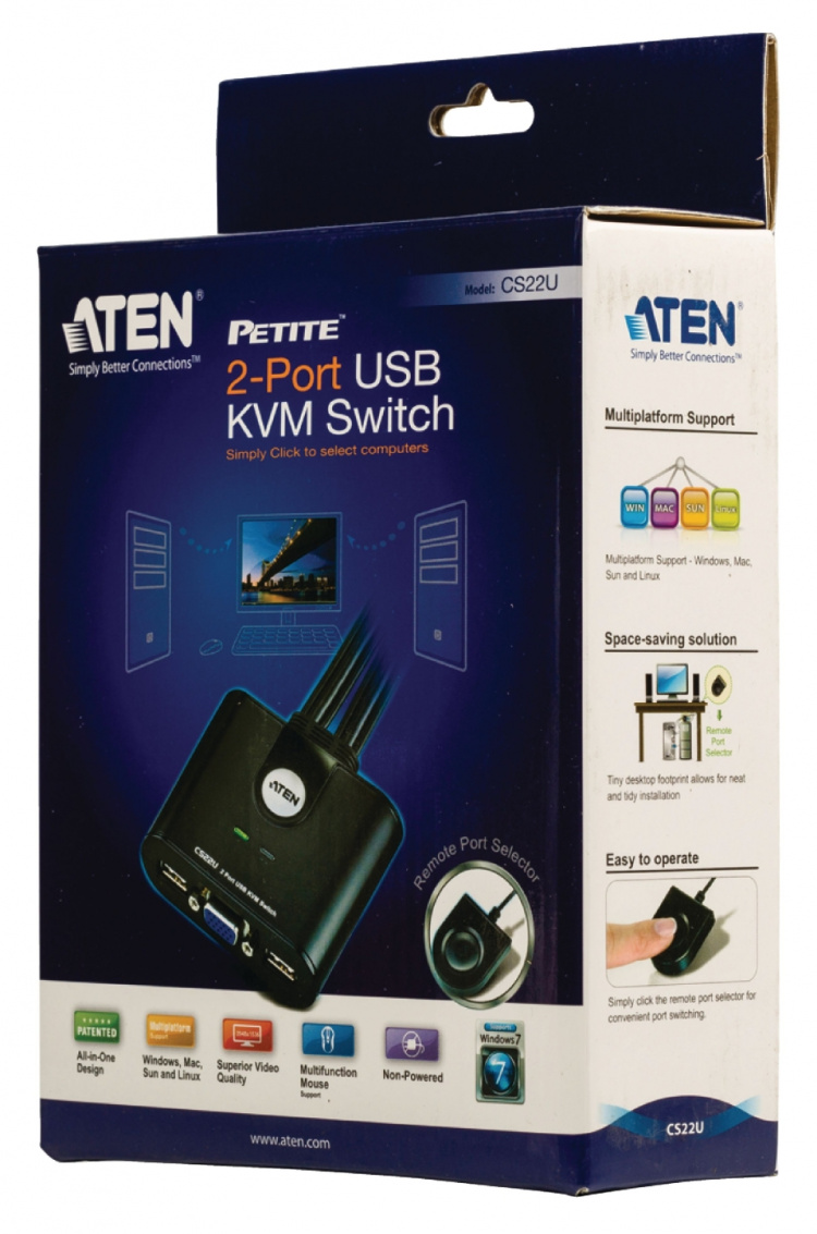 Aten CS22U 2-Port KVM Switch Sort