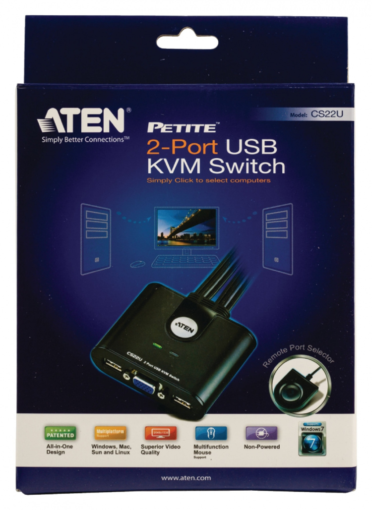 Aten CS22U 2-Port KVM Switch Sort