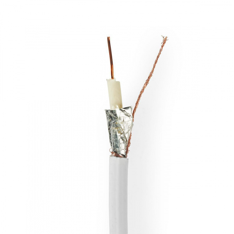 Nedis Coax Kabel På Rulle | RG6T | 75 Ohm | Dobbelt afskærmet | ECA | 100.0 m | Coax | PVC | Hvid | Rulle