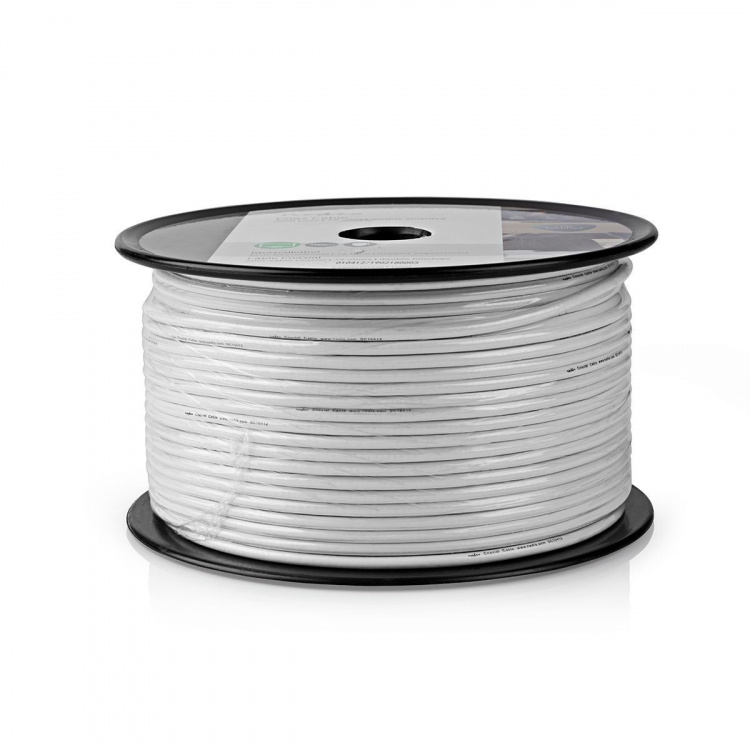 Nedis Coax Kabel På Rulle | Coax 12 | 75 Ohm | Dobbelt afskærmet | ECA | 100.0 m | Coax | PVC | Hvid | Rulle