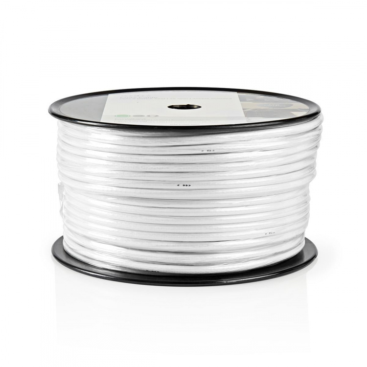 Nedis Coax Kabel På Rulle | RG6T | 75 Ohm | Dobbelt afskærmet | ECA | 100.0 m | Coax | PVC | Hvid | Rulle