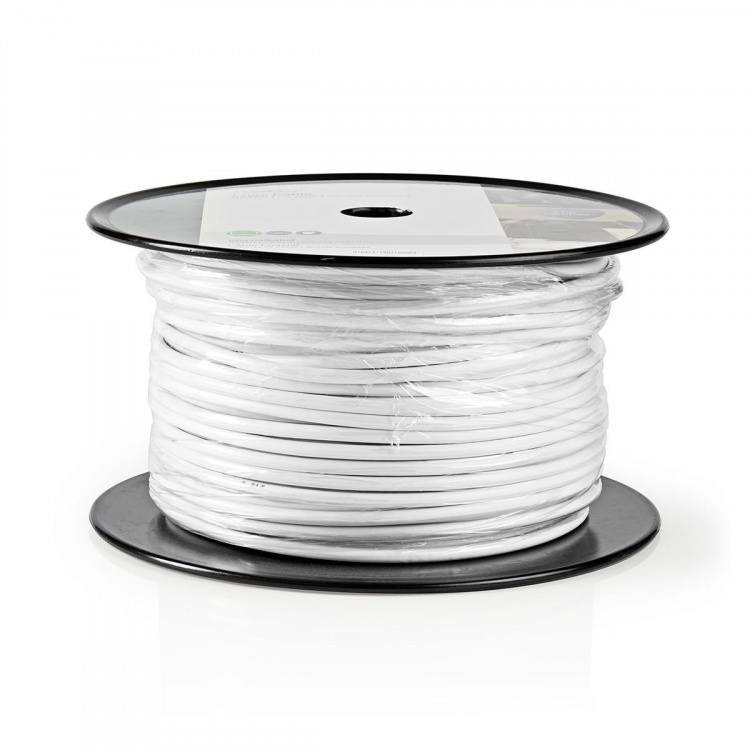 Nedis Coax Kabel På Rulle | RG59U | 75 Ohm | Dobbelt afskærmet | ECA | 100.0 m | Coax | PVC | Hvid | Rulle