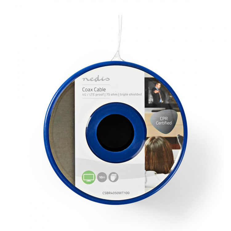 Nedis Coax Kabel På Rulle | 4G / LTE secure | 75 Ohm | Triple afskærmet | ECA | 10.0 m | Coax | PVC | Hvid | Rulle