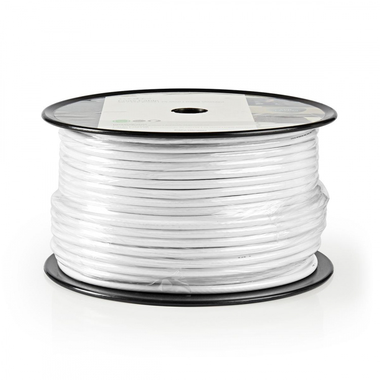 Nedis Coax Kabel På Rulle | 4G / LTE secure | 75 Ohm | Triple afskærmet | ECA | 100.0 m | Coax | PVC | Hvid | Rulle