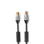 Nedis Coax Cable | IEC (Coax) Han | IEC (Coax) Hun | Guldplateret | 75 Ohm | Dobbelt afskærmet | 10.0 m | Runde | PVC | Antracit | Plastikæske