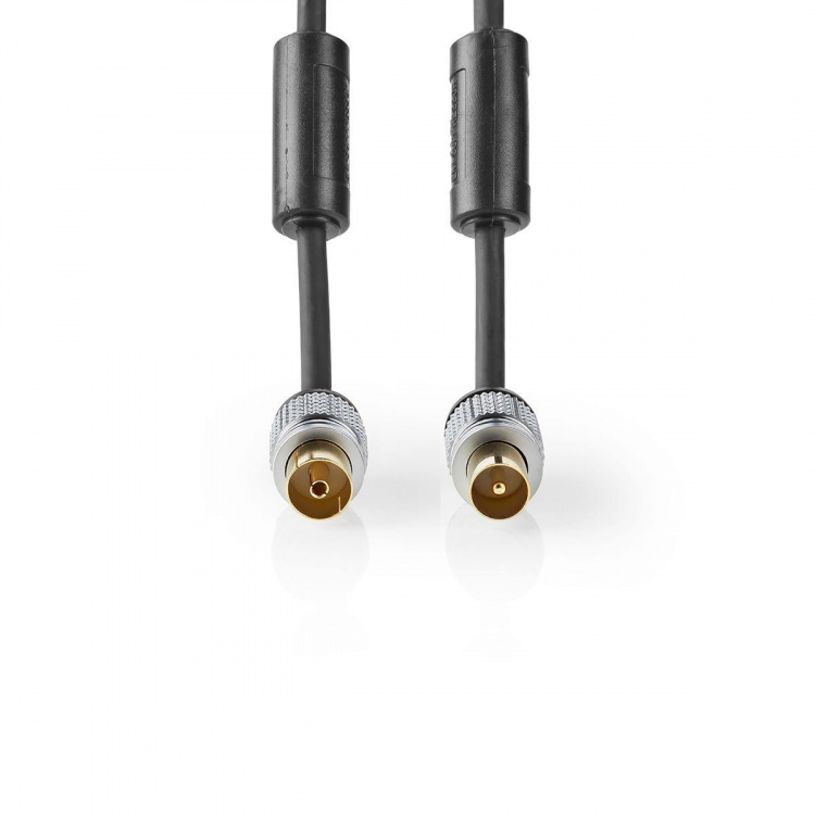 Nedis Coax Cable | IEC (Coax) Han | IEC (Coax) Hun | Guldplateret | 75 Ohm | Dobbelt afskærmet | 10.0 m | Runde | PVC | Antracit | Plastikæske