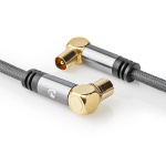 Nedis Coax Cable | IEC (Coax) Han | IEC (Coax) Hun | Guldplateret | 75 Ohm | Quad Skærmet | 5.00 m | Runde | Bomuld | Grå / Gun Metal Grå | Cover Window Box