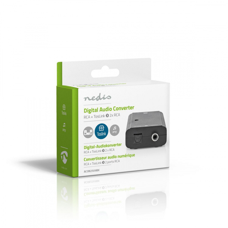 Nedis Digital Audio Converter | 1-veje | Indgang til lyd- / video- / dataforbindelser: 1x S/PDIF (RCA) Female / 1x Toslink Female | Audio / video / dataforbindelser output: 2x RCA Male | Manual | Sort