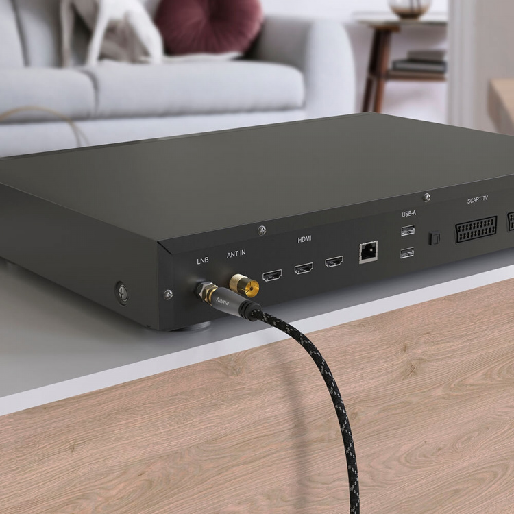 Hama Antennekabel SAT 120dB F-F Sort/Grå 3,0m