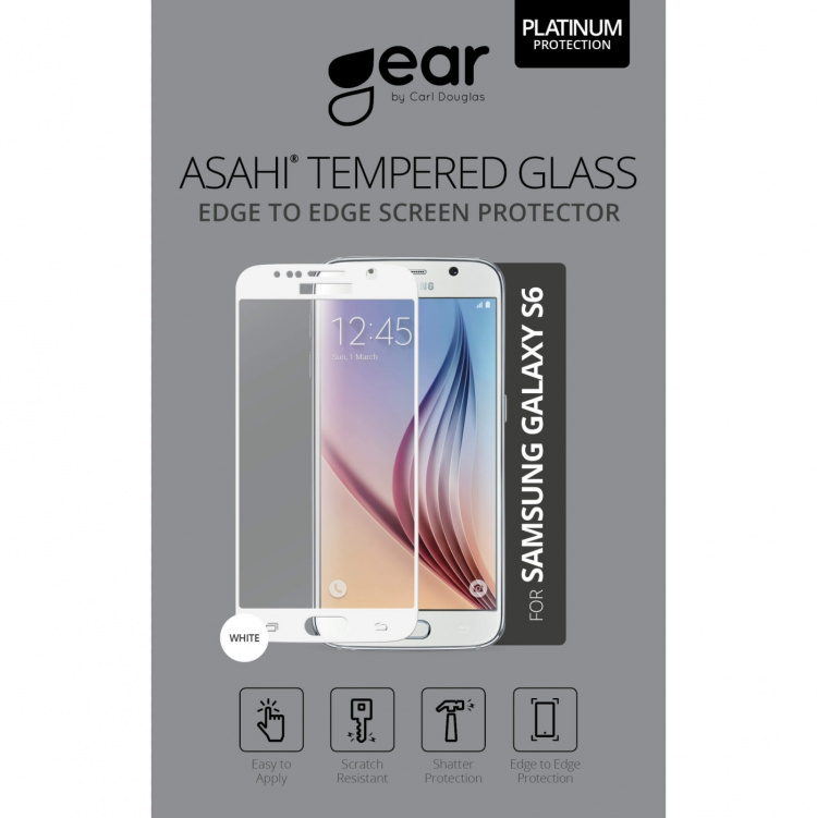 Gear Hærdet Glas 3D Full Cover Hvid Samsung S6