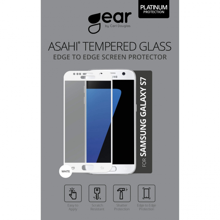 Gear Hærdet Glas 3D Full Cover Hvid Samsung S7
