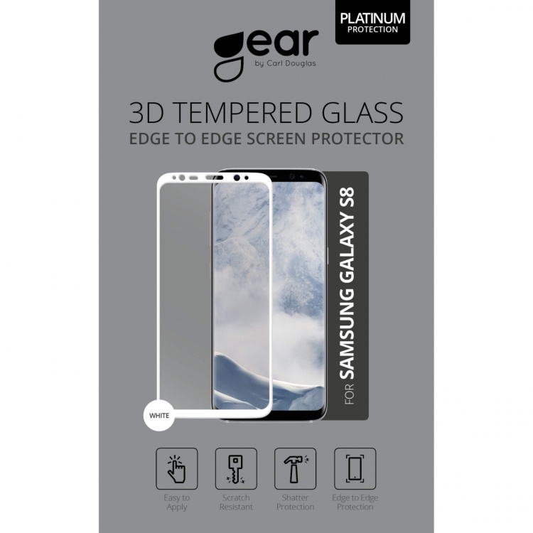 Gear Hærdet Glas 3D Full Cover Hvid Samsung S8