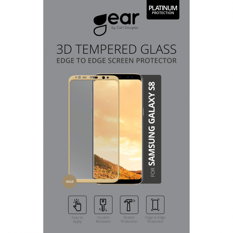 Gear Hærdet Glas 3D Full Cover Guld Samsung S8