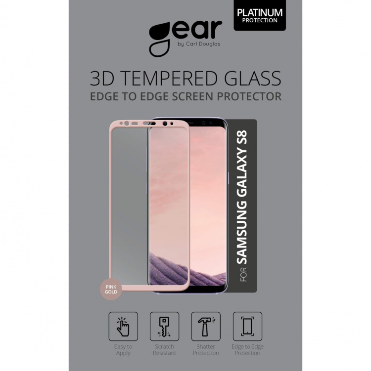 Gear Hærdet Glas 3D Full Cover Rosegold Samsung S8